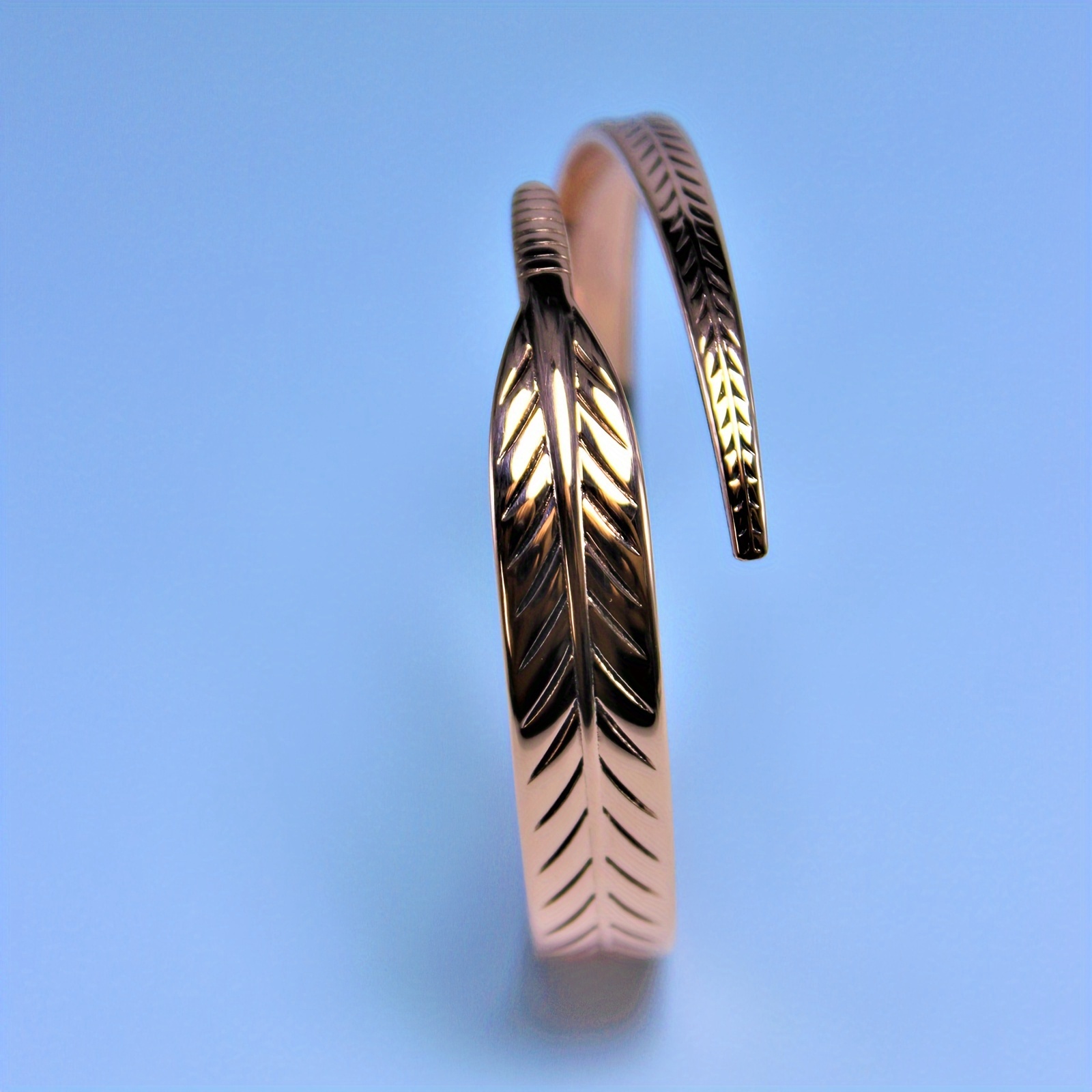 Boho Copper Cuff Bangle No Plating Leaf Daily Wear & Gift
